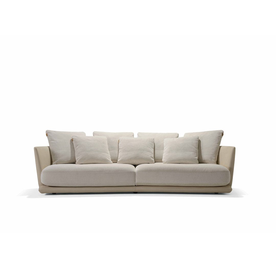 Versace Home La Greca four-seater sofa with modular configuration and signature Greek Key embellishment in polished gold finish